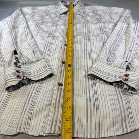 Robert Graham Paisley Floral StripedDress Shirt Classic Fit Flip Cuffs Men's 3XL - Picture 7 of 7